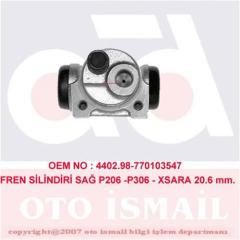 FREN SİLİNDİRİ SAĞ P206 1.4 98 P306 1.4-1.6-1.8-1.9 98 XSARA 1.4-1.6-1.8-1.9 97 20.64mm