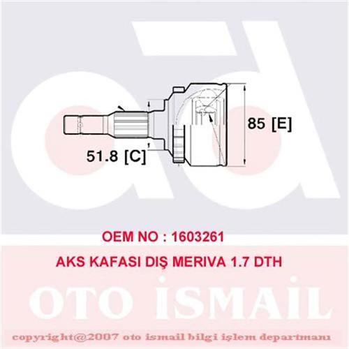 x AKS KAFASI DIŞ CORSA C 1.7 CDTI 03 MER4A 1.7 CDTI 03 COMBO 1.7 16V 04 15-1452