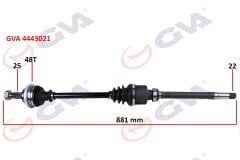 KOMPLE AKS SAĞ P206 1.6 16V-P206 CC 00 ABS Lİ 48DİŞ 881mm