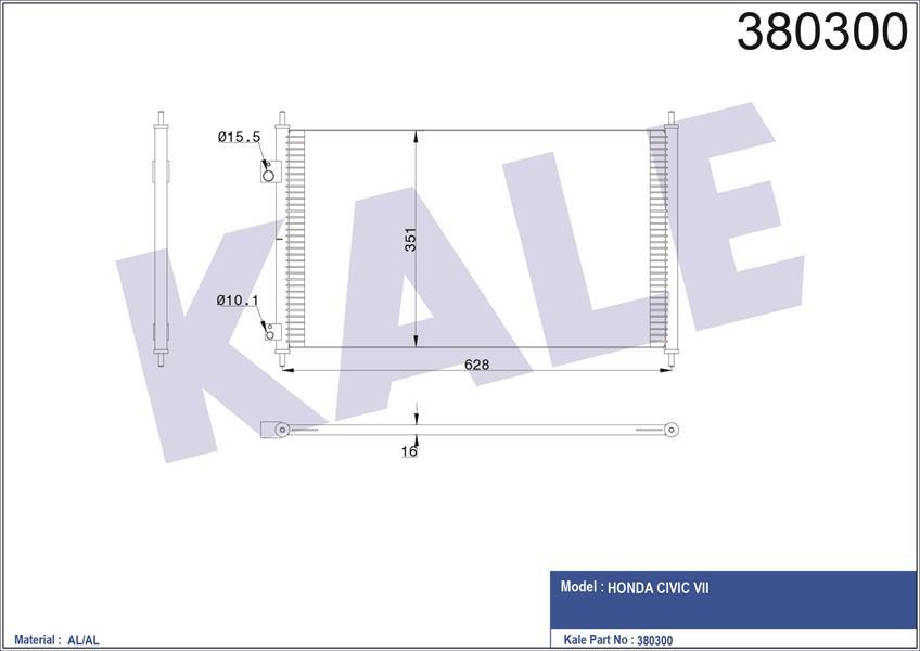 KLİMA KONDENSERİ CIVIC VII AL/AL 615x360x16