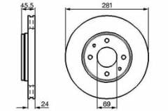 ÖN FREN AYNASI CARISMA 95/6.06 VOLVO S40 1.6 1.8 1.9 2.0 T 95/04 V40 95-04 281x24x4DLxHAVALI