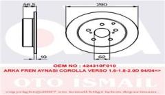 ARKA FREN AYNASI COROLLA VERSO 1.6-1.8-2.0D 04/04 290x10x5DL