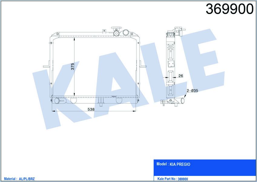 RADYATÖR KIA PREGIO AL/PL/BRZ 375x538x26