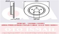 ARKA FREN DISKI AYNA FOCUS II04 11 C-MAX 07 09 VOLVO V50 04 12 C30 06 12 C70 2 05 13 S40 2 04 12 17 JANT - 16 JANT DÜZ 280mm 5 BİJON