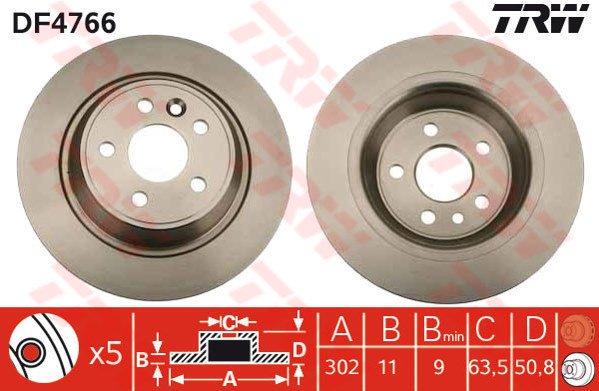 ARKA FREN DISK AYNASI MONDEO 4 S MAX GALAXY 07 14 KUGA 1 08 12 / EVOQUE 12-18 302mm