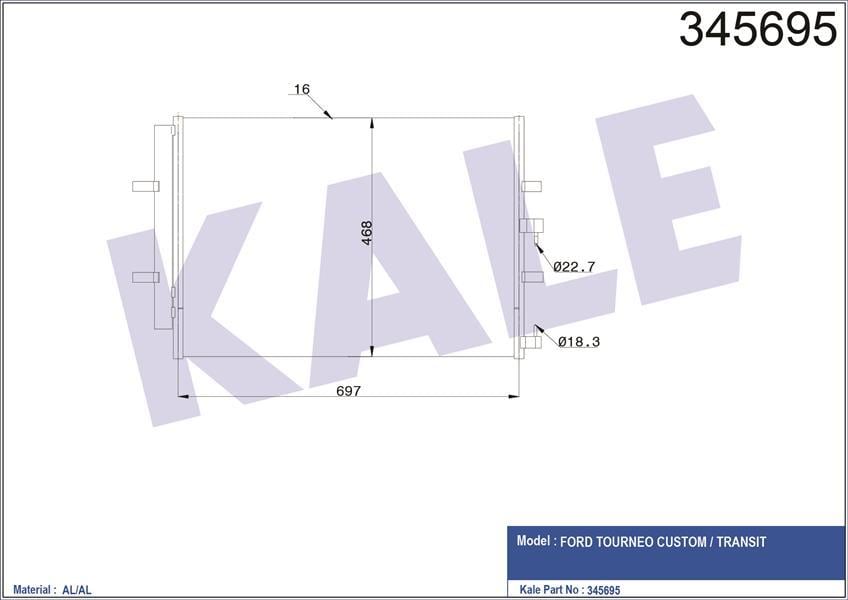 KLİMA RADYATORU KONDENSERİ TRANSİT CUSTOM V362 12 TRANSIT V363 14 2.2 TDCİ 717x467 AL AL