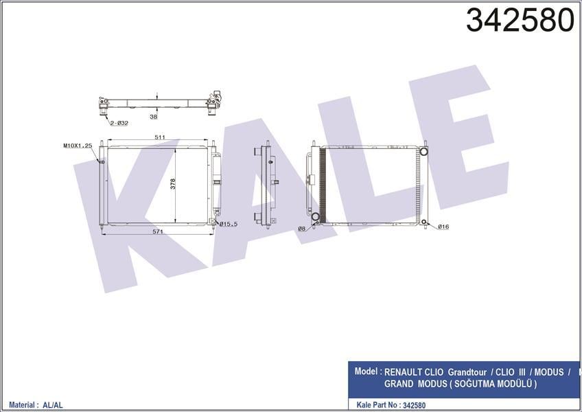 RADYATÖR KONDENSER TÜPLÜ CLIO 3-MODUS 1.5 DCI MEK AC 510x382x18 16