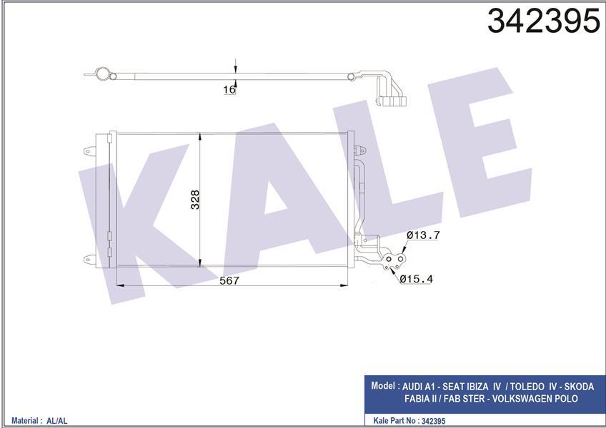 KLİMA KONDENSERİ VW POLO-AUDI A1-A1 SPORTBACK-SEAT IBIZA 5-TOLEDO 4 AL-AL