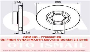 ÖN FREN AYNASI MASTER-MOVANO-BOXER 2.5 DTI 280x24x6DLxHAVALI