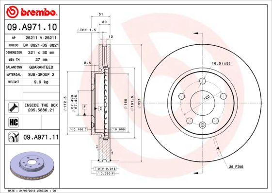 ÖN FREN AYNASI INSIGNIA A 08 SAAB 9-5 YS3G 10 17 JANT 321x30x5DLxHAVALI 13502214-569422