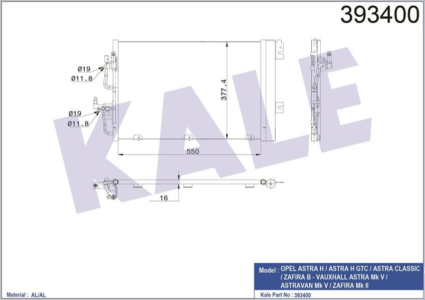 KLİMA RADYATÖRÜ ASTRA H-ZAFIRA B 1.4-1.6-1.8 Z14XEL-Z14XEP-Z16XEP-Z16XER-A16XER-Z18XE-Z18XER-A18XER