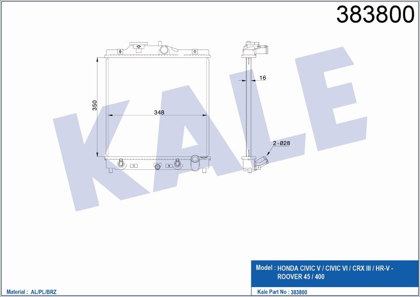 RADYATÖR C4IC 4-V AL/PL/BRZ 350x348x26