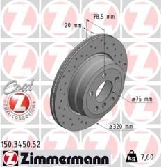 FREN DISKI ARKA BMW X5 E70 LCI F15 X6 E71 F16 DELİKLİ