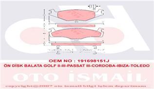 ÖN BALATA GOLF 2-3 75/97 PASSAT 3 80/88 CORDOBA 93/99 IBIZA 93/99 TOLEDO 91/99 VENTO 91/98