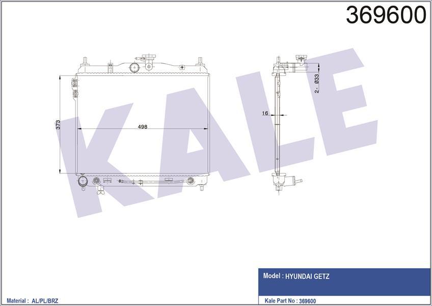 RADYATÖR GETZ AL/PL/BRZ 373x498x16