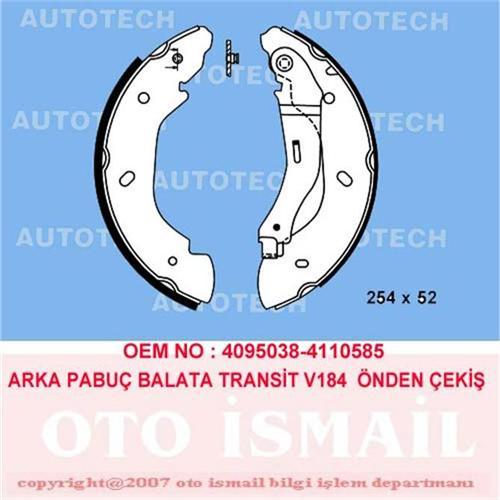 x ARKA PABUÇ BALATA TRANSİT V184 2.0TDCİ 2.2TDCİ 2.4TDCİ 3.2TDCİ 03-14 ÖNDEN ÇEKİŞLİ 250x52