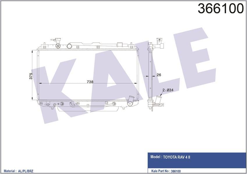 RADYATÖR TOYOTA RAV 4 2 AL/PL/BRZ 375x738x26