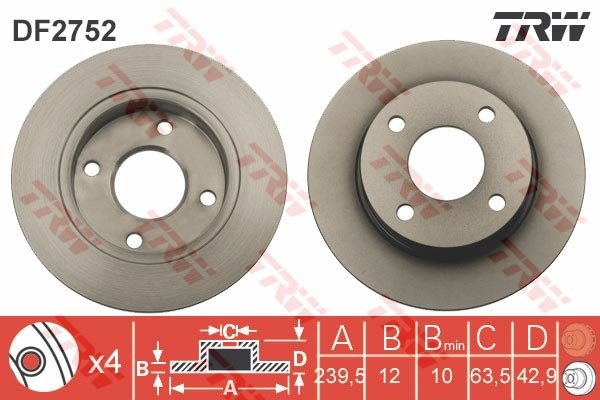 ÖN FREN AYNASI FIESTA 4-KA-MAZDA 121 1.2-1.3-1.8 D-1.3ie 239.5x12x4DL