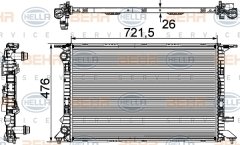 8MK376745-581 RADYATÖR AUDI A4 1.8TFSI-2.0TFSI/TDI 08 A5 1.8TFSI 08 Q5 2.0TFSI/TDI 09 720x47 7x26 Mek.Şnz