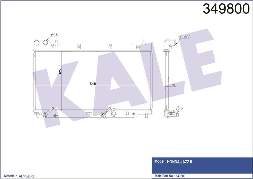 RADYATÖR JAZZ 2 AL/PL/BRZ 325x648x16