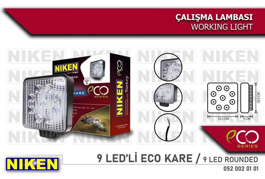 CALISMA LAMBASI ECO 9 LEDLİ KARE