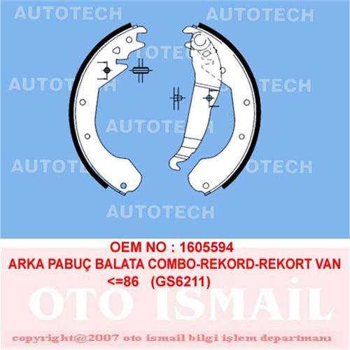 x ARKA PABUÇ BALATA COMBO 1.2 1.4 1.7D 94-10.01 KADETT1.4-1.5-1.7 93-00 230x509