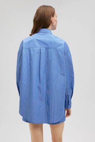Mavi Uzun Kollu Kadın Gömlek 1210421-87017