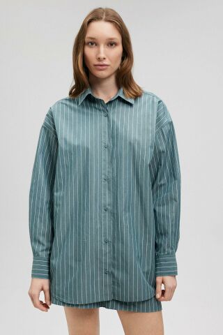 Mavi Uzun Kollu Kadın Gömlek 1210421-87016