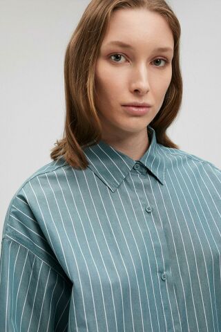 Mavi Uzun Kollu Kadın Gömlek 1210421-87016
