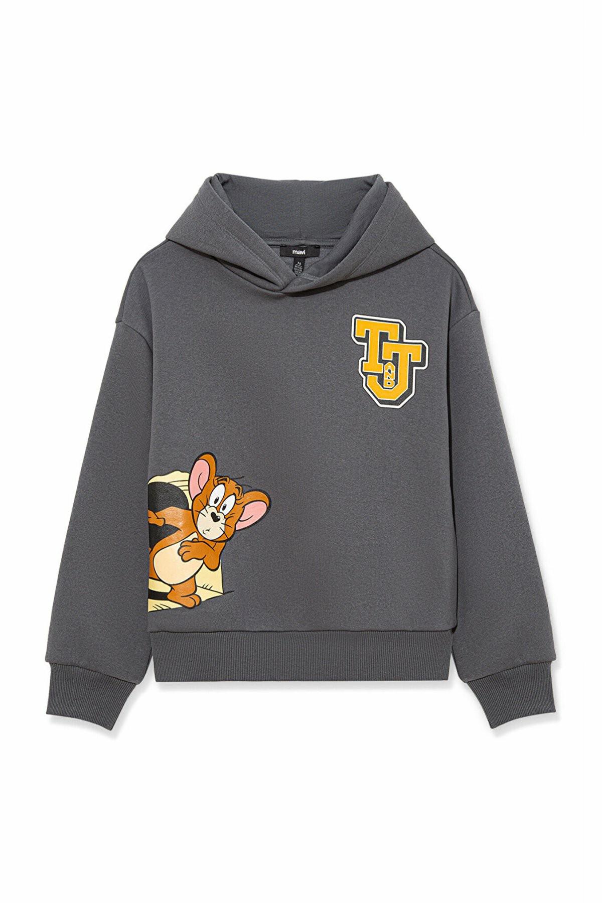 Mavi Tom & Jerry Baskılı Kapişonlu Çocuk Sweat 6S10029-85309