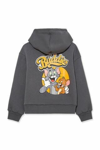 Mavi Tom & Jerry Baskılı Kapişonlu Çocuk Sweat 6S10029-85309