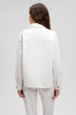 Mavi Uzun Kollu Kırık Beyaz Kadın Gömlek 1210700-70057