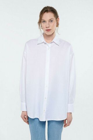 Mavi Uzun Kol Beyaz Erkek Gömlek 1210103-620