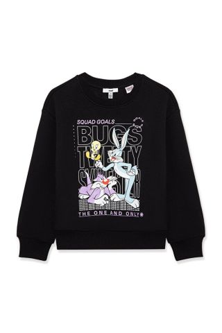 Mavi Bugs Bunny Baskılı Siyah Çocuk Sweat 7S10034-900
