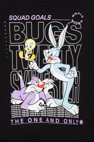Mavi Bugs Bunny Baskılı Siyah Çocuk Sweat 7S10034-900