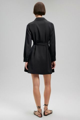 Mavi Dokuma Siyah Mini Kadın Elbise 1310435-900