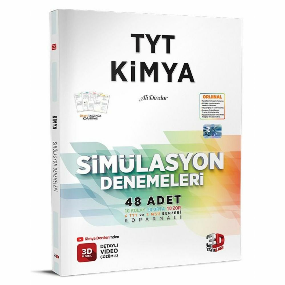 2024 3D Yayınları Tyt Kimya Deneme Simülasyon