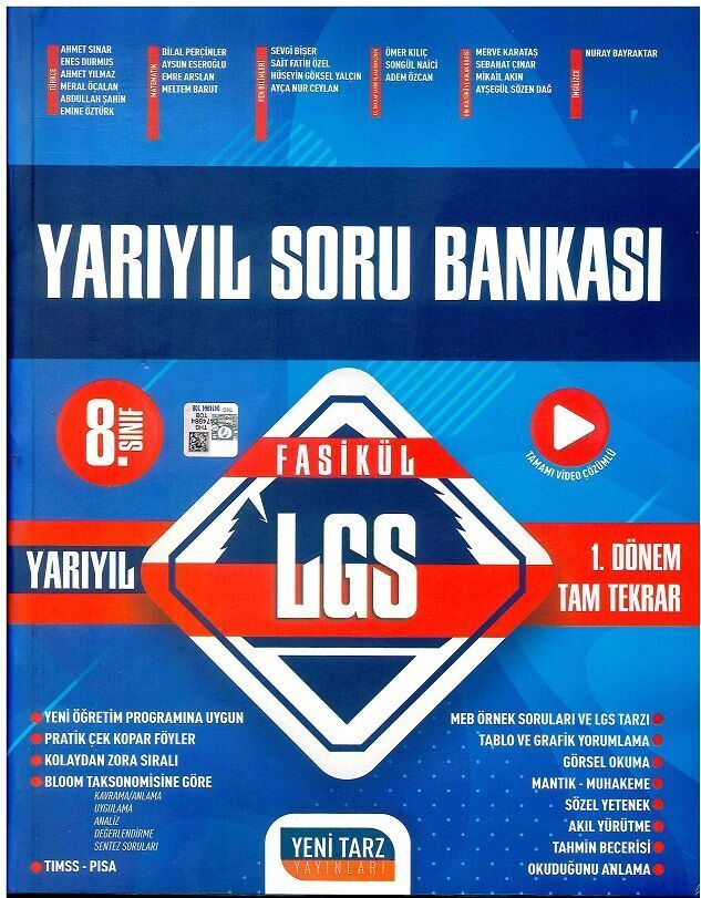 Yeni Tarz Yayınları 8.Sınıf Fasikül Yarıyıl Soru Bankası