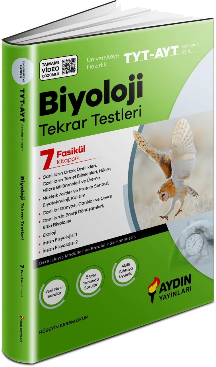 Aydın Yayınları Tyt Ayt  Biyoloji Tekrar Testleri