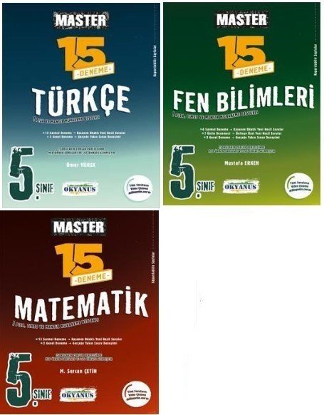 Okyanus Yayınları 5.Sınıf Master Türkçe Fen Bilimleri Matematik Deneme Seti