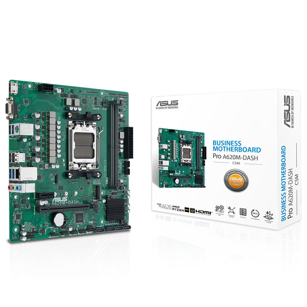 Asus Pro A620M-DASH-CSM AMD A620 AM5 6400 DDR5 HDMI VGA Usb 3.2 mATX Anakart