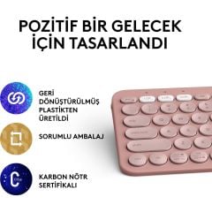 Logitech Pebble Keys 2 K380s Multi-Device Bluetooth Klavye - Pudra Pembe 920-011861