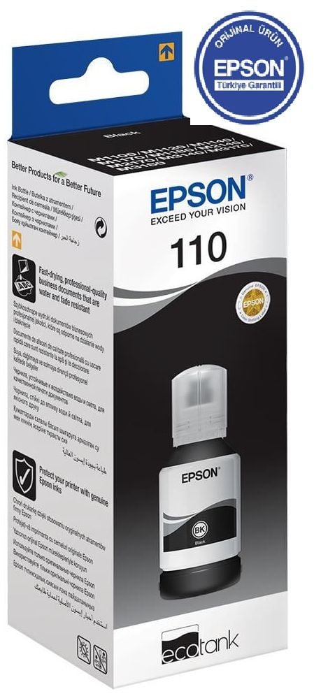 Epson EcoTank 110 120ml Orijinal Black (Siyah) Mürekkep Kartuş C13T03P14A