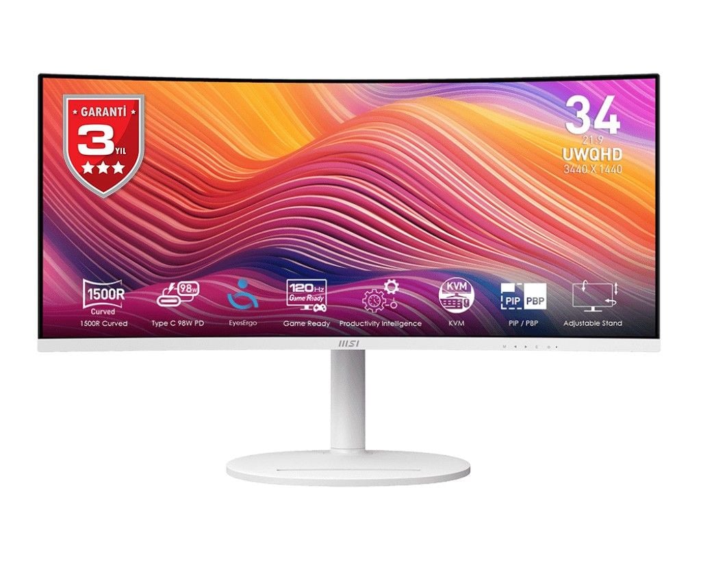MSI MODERN MD342CQPW 34'' UWQHD  VA 120HZ 1MS ADAPTIVE-SYNC TYPE-C CURVE MONITOR