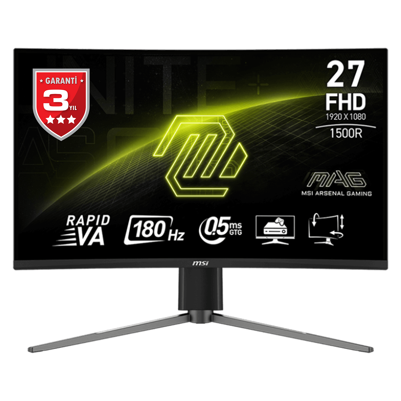 MSI  MAG 27C6PF 27'' FHD CURVE RAPID VA 180HZ 1MS ADAPTIVE-SYNC GAMING MONITOR