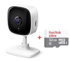 TP-Link Tapo C100 Full HD 1080p Gece Görüşlü Ev Güvenliği Wi-Fi Kamerası + 32GB SanDisk Ultra Bellek