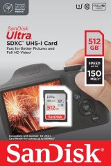 SanDisk Ultra 512GB 150MB/s SDHC/SDXC Class 10 UHS-I Hafıza Kartı SDSDUNC-512G-GN6IN