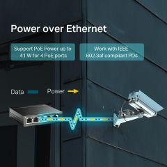 TP-Link TL-SF1005LP 5 Port 10/100Mbps Masaüstü Switch 4-Port Poe