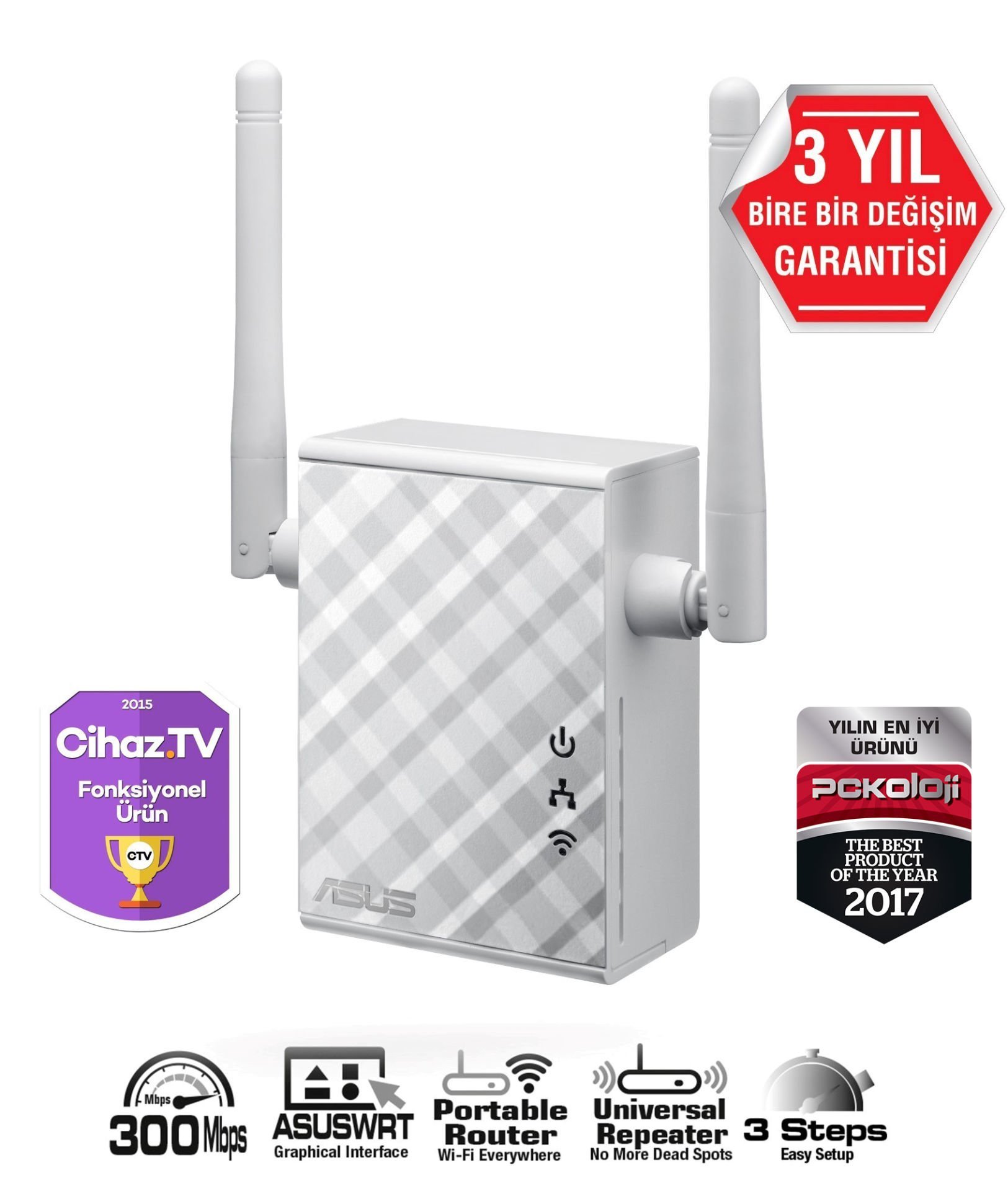 Asus RP N12 Dualband Roaming Özellikli Menzil Arttırıcı 90IG01X0-BO2100