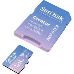 SanDisk Creator 128GB 190/90MB/s microSDXC UHS-I A2 V30 Adaptörlü Hafıza Kartı SDSQXAA-128G-IN6MS